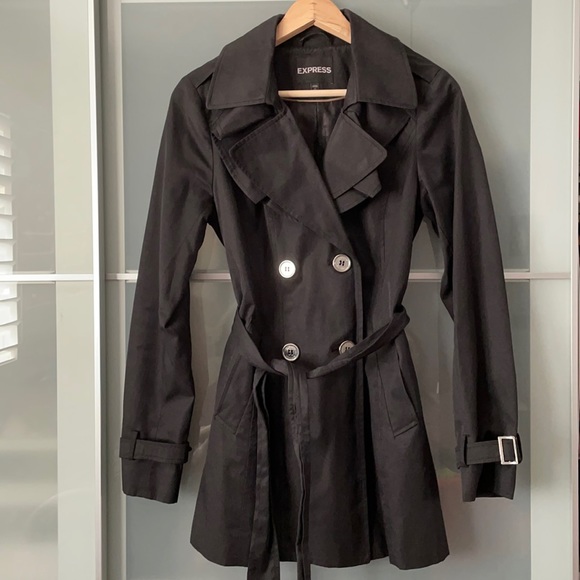 Women’s Express Black Trench Coat - Picture 1 of 10